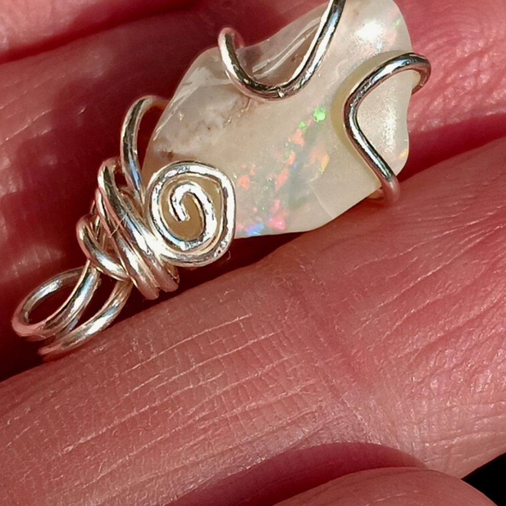 Australian Opal Pendant Lightning Ridge Double Sided Sterling Silver - Picture 15 of 16